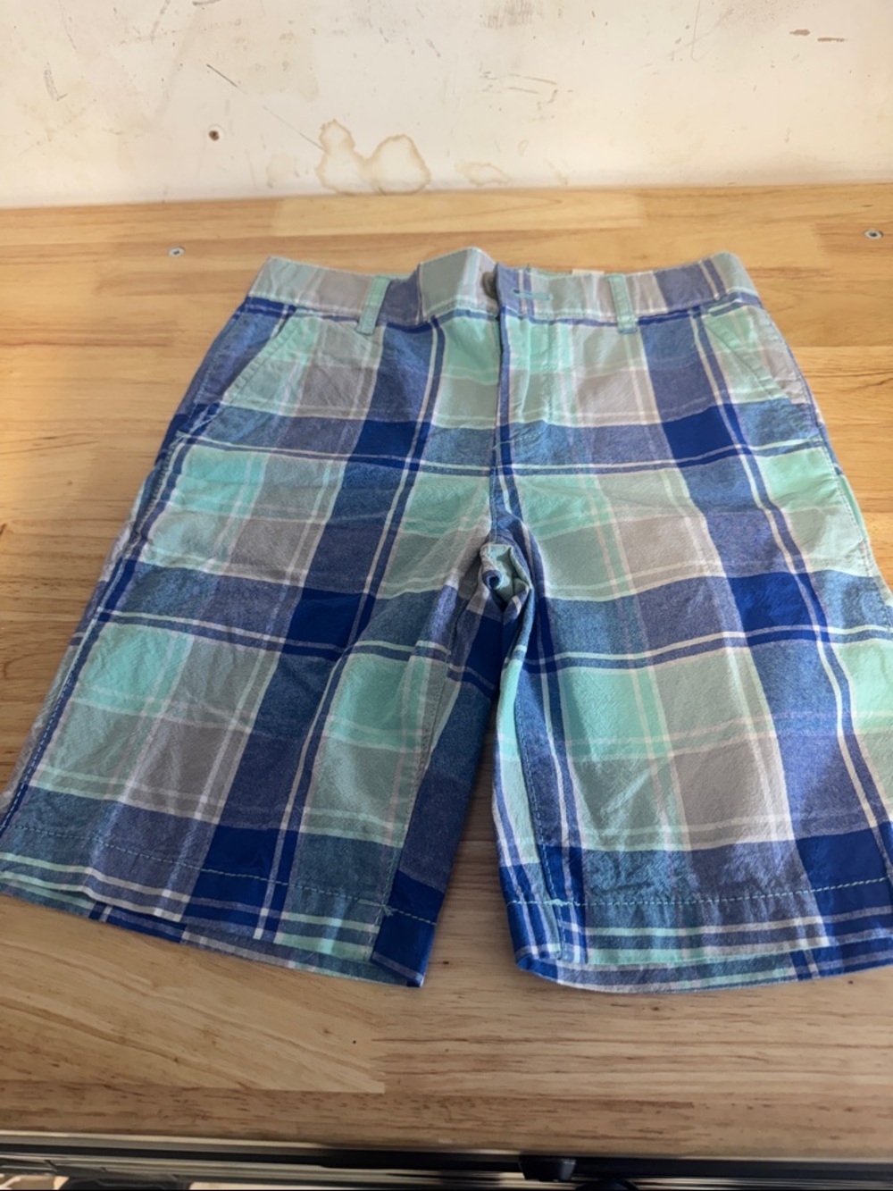 The Children's Place Blue, Mint & Gray Plaid Kids Shorts